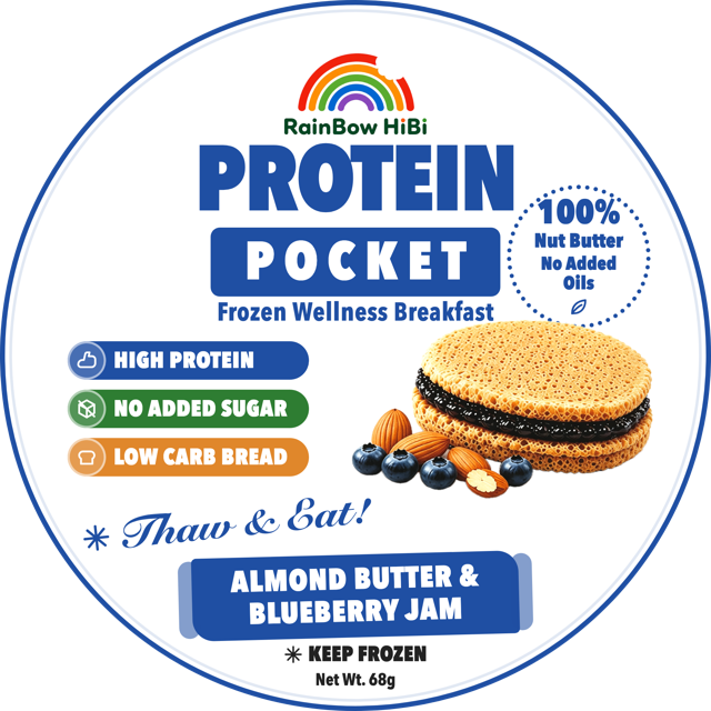 Almond Butter & Blueberry Jam in its pack label