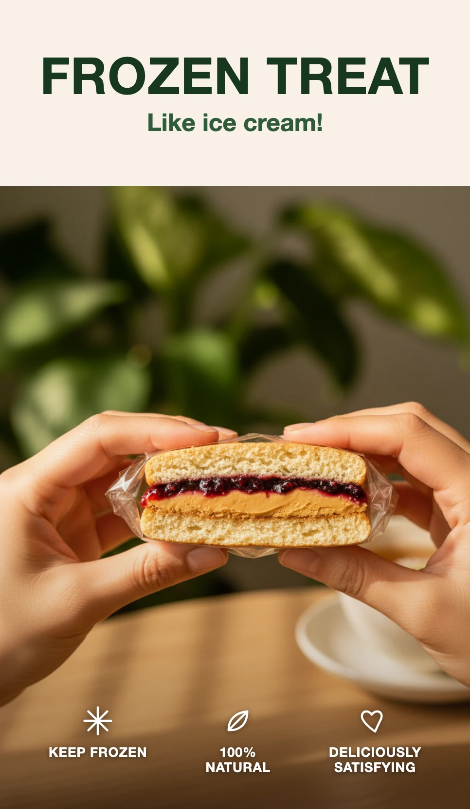 Frozen treat — Protein Pocket straight from the freezer, like ice cream