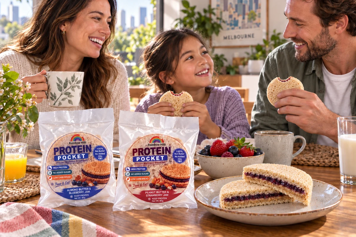 A family sharing Protein Pockets at breakfast